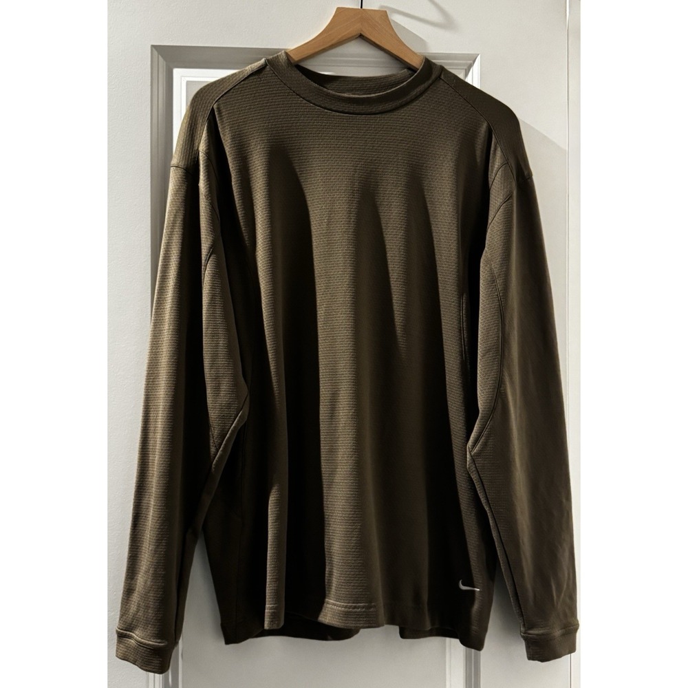Nike Golf Dri-FIT Thermal Crewneck Pullover Olive Green Men's Large Textured
